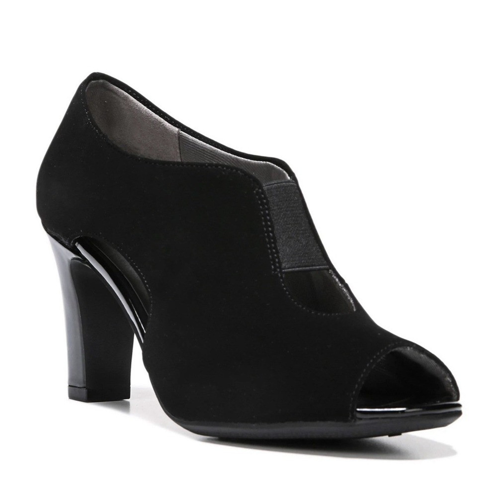 LifeStride Women's Carla‎ Pumps, Black Fabric Size 7.5W Comfort 2.5" Heel Preppy